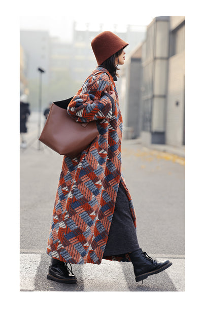 Abrigo Suelto de Lana Jacquard Tridimensional para Mujer - Image 12