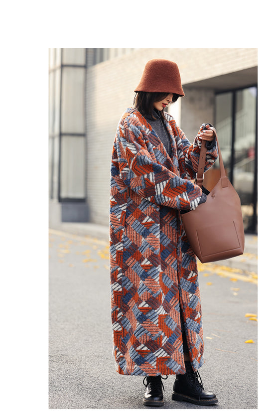 Abrigo Suelto de Lana Jacquard Tridimensional para Mujer - Image 13