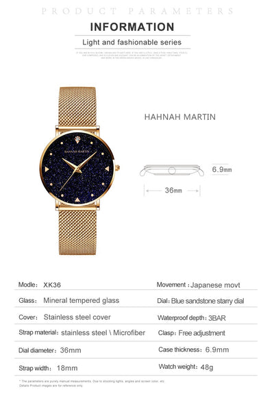 Reloj de Cuarzo Impermeable para Mujer con Diseño Estrellado Minimalista - Image 36