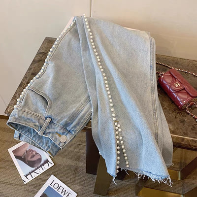 Jeans Skinny de Cintura Alta con Detalles de Perlas - Image 13