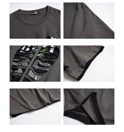 Camiseta Suelta con Detalles Rasgados y Costuras Decorativas - Image 24