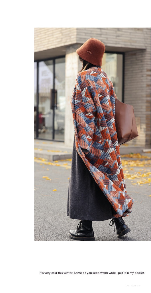 Abrigo Suelto de Lana Jacquard Tridimensional para Mujer - Image 18