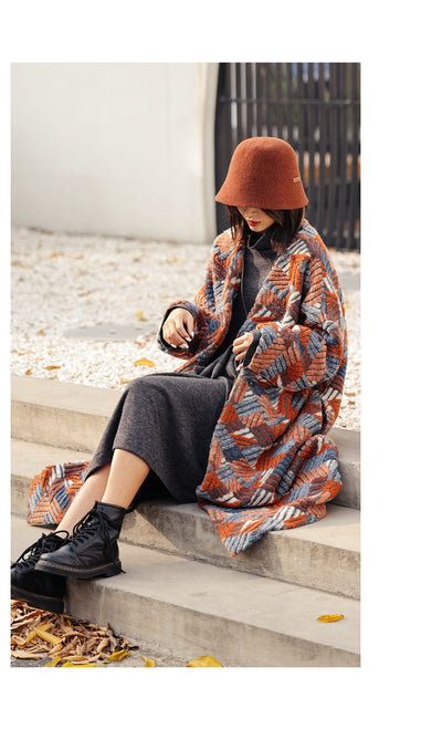 Abrigo Suelto de Lana Jacquard Tridimensional para Mujer - Image 20