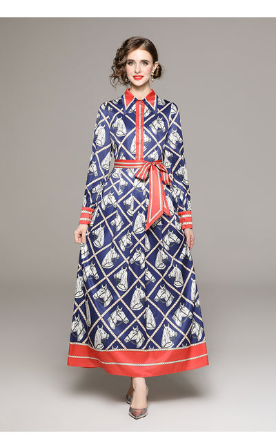 Vestido Camisero Plisado con Estampado Floral Vintage y Cinturón - Image 36