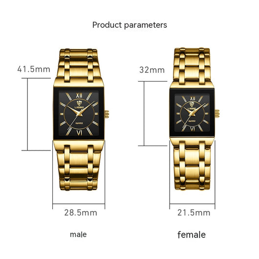 Reloj de Pareja Cuadrado Acero Inoxidable Estilo Ejecutivo - Image 19