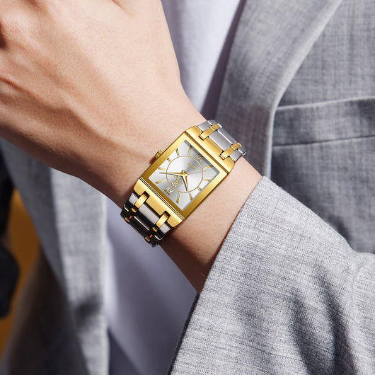 Reloj de Pareja Cuadrado Acero Inoxidable Estilo Ejecutivo - Image 22