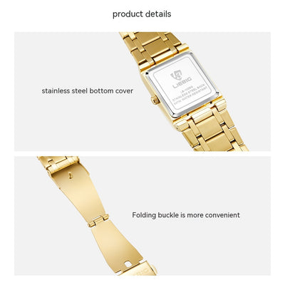 Reloj de Pareja Cuadrado Acero Inoxidable Estilo Ejecutivo - Image 23