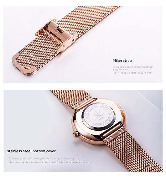 Reloj de Pulsera Mujer Minimalista Geométrico con Malla Metálica - Image 8