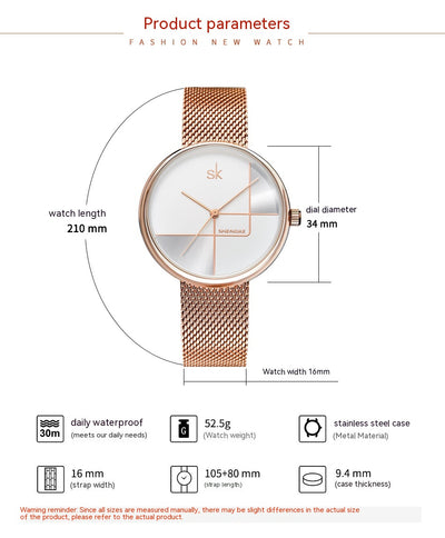 Reloj de Pulsera Mujer Minimalista Geométrico con Malla Metálica - Image 12