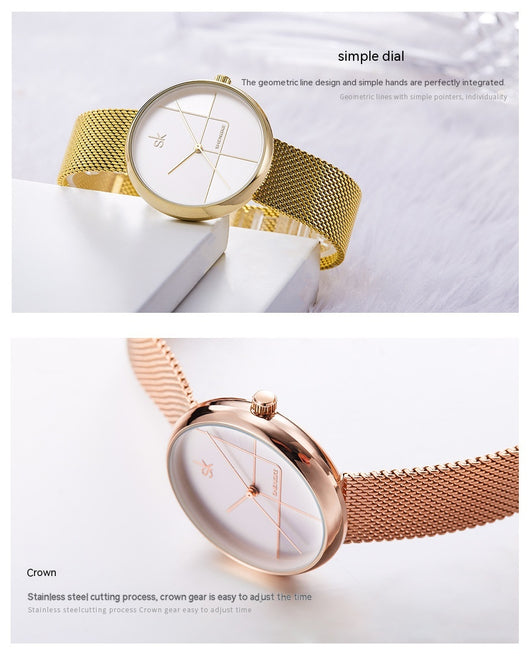 Reloj de Pulsera Mujer Minimalista Geométrico con Malla Metálica - Image 16
