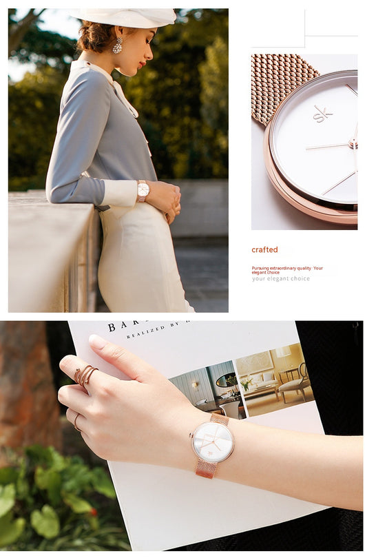 Reloj de Pulsera Mujer Minimalista Geométrico con Malla Metálica - Image 17