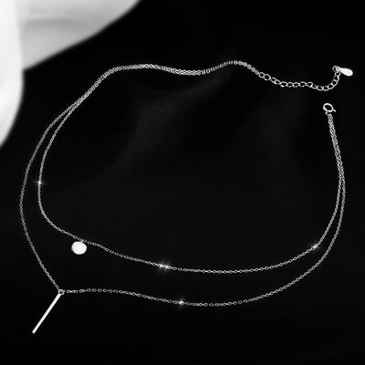 Collar Doble con Diamantes Geométricos de Rayas Cuadradas - Image 8