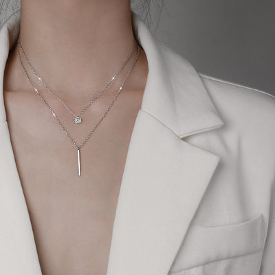 Collar Doble con Diamantes Geométricos de Rayas Cuadradas - Image 12