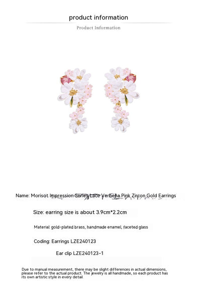 Aretes de Oro Zirconia con Flor de Encaje Verbena - Image 20