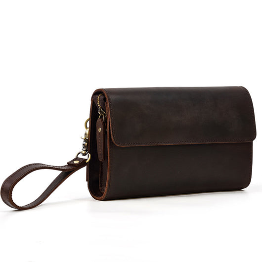 Billetera Multifuncional de Cuero Crazy Horse Estilo Retro para Hombre - Image 16