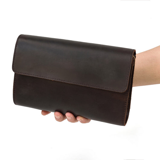 Billetera Multifuncional de Cuero Crazy Horse Estilo Retro para Hombre - Image 19