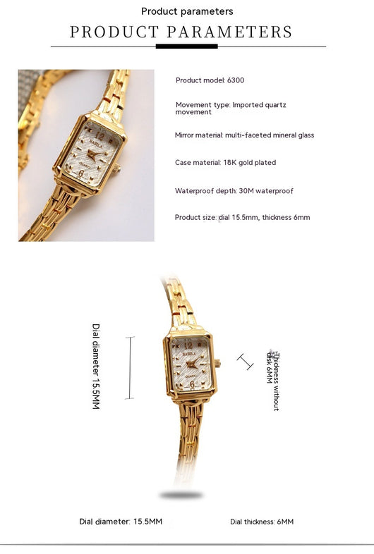 Reloj Cuadrado Dorado 18K para Mujer - Diseño Trendy y Elegante - Image 10