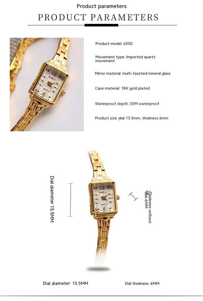 Reloj Cuadrado Dorado 18K para Mujer - Diseño Trendy y Elegante - Image 16