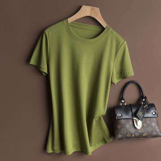 Blusa de Algodón Mercerizado Manga Corta Ajustada para Mujer - Image 29