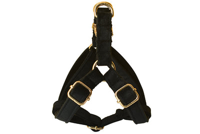 Arnés para Perro de Franela Negra con Hebilla Dorada - Image 8