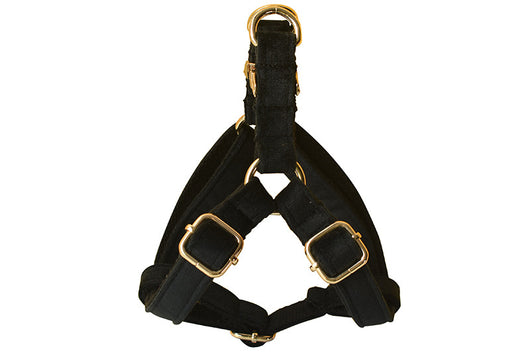 Arnés para Perro de Franela Negra con Hebilla Dorada - Image 8