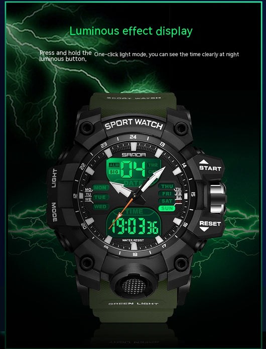 Reloj Despertador Multifuncional con Luz Verde y Sensor Fotoeléctrico - Resistente al Agua y Golpes - Image 41