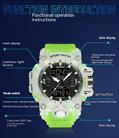 Reloj Despertador Multifuncional con Luz Verde y Sensor Fotoeléctrico - Resistente al Agua y Golpes - Image 49