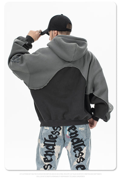Sudadera con Capucha Acolchada de Terciopelo y Contraste de Colores - Image 30