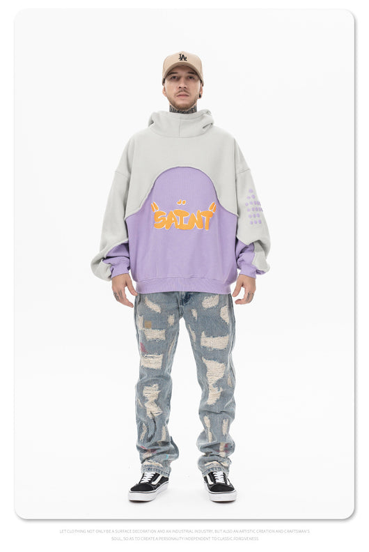 Sudadera con Capucha Acolchada de Terciopelo y Contraste de Colores - Image 31