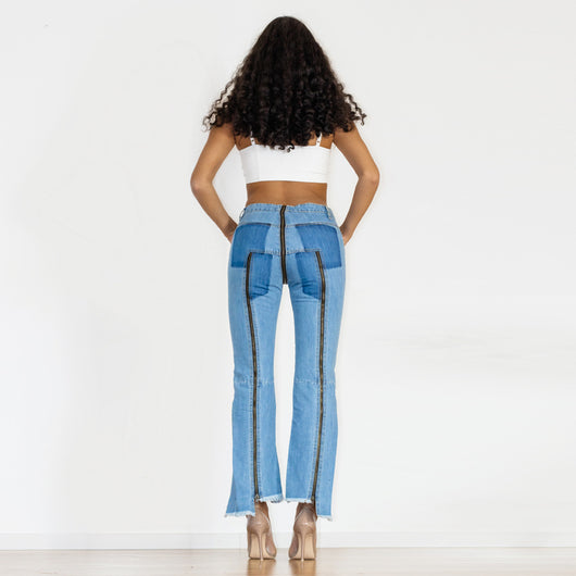 Jeans Skinny Azul Claro con Diseño de Cremallera y Corte Irregular - Image 19