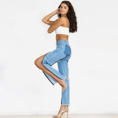 Jeans Skinny Azul Claro con Diseño de Cremallera y Corte Irregular - Image 21