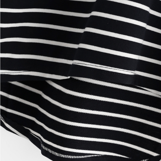 Sudadera Hoodie Suelta a Rayas Blanco y Negro - Image 15