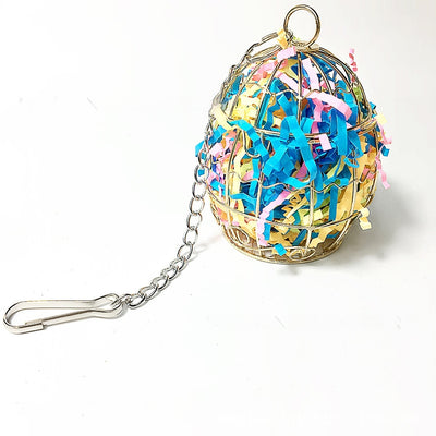 Gold metal bird cage toy filled with millet sprays, designed for pet birds to forage and play. - Image 18