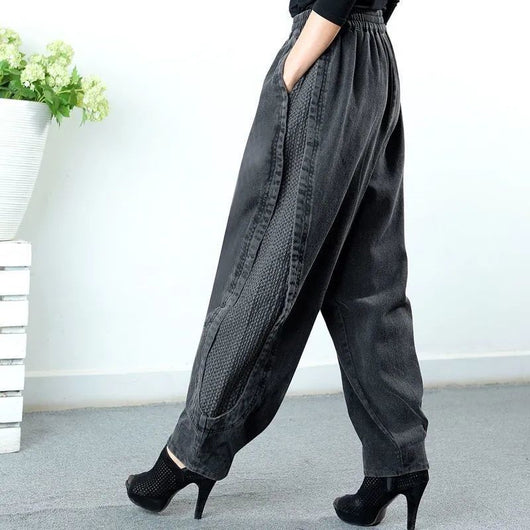 Jeans Sueltos de Cintura Alta Elástica para Mujer - Image 10