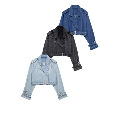 Chaqueta Denim Estilo Francés Ajustada con Cinturón - Image 8