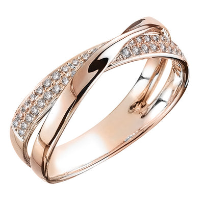 Anillo de Cobre Bicolor con Zirconia Cúbica - Diseño Geométrico X para Mujer - Image 11