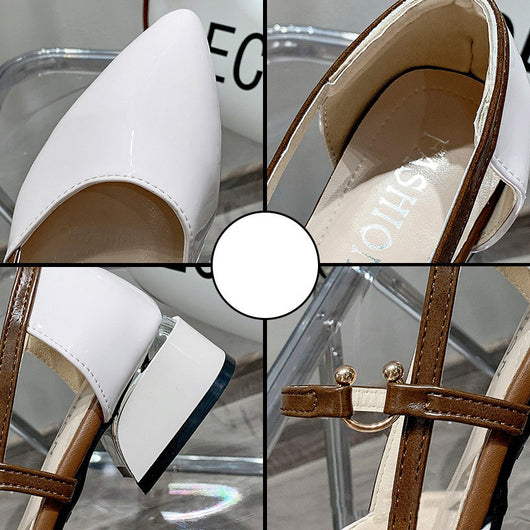 Sandalias de Tacón Cuadrado en Cuero Charol con Diseño Calado - Image 14