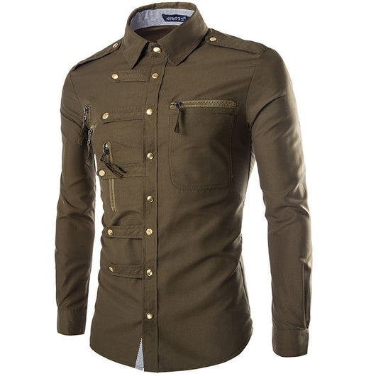 Camisa Slim Fit de Algodón para Hombre - Diseño Elegante Manga Larga - Image 10