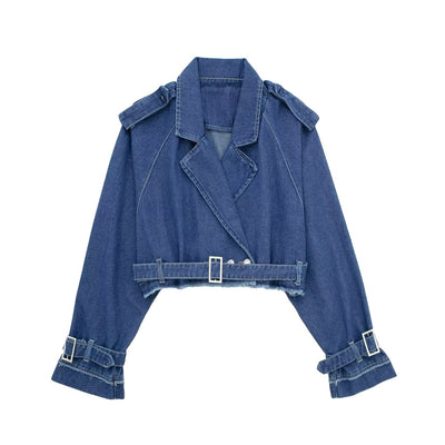 Chaqueta Denim Estilo Francés Ajustada con Cinturón - Image 15