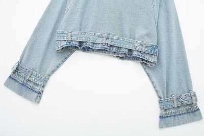Chaqueta Denim Estilo Francés Ajustada con Cinturón - Image 22