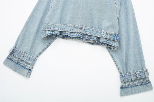 Chaqueta Denim Estilo Francés Ajustada con Cinturón - Image 22