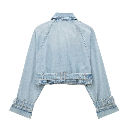 Chaqueta Denim Estilo Francés Ajustada con Cinturón - Image 27