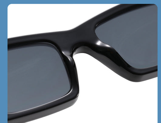 Champagne translucent rectangular sunglasses with brown lenses, featuring a simple fashion design. - Image 21