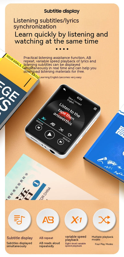 Reproductor MP3 Táctil Bluetooth Portátil con Pantalla Completa para Estudiantes - Image 17
