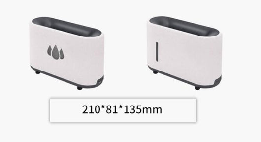 Dark gray simulated flame aromatherapy machine with a remote control, emitting a warm, flame-like light and mist. - Image 16