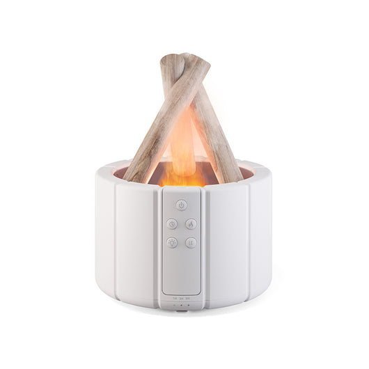 Dark gray simulated flame aromatherapy machine with a remote control, emitting a warm, flame-like light and mist. - Image 20