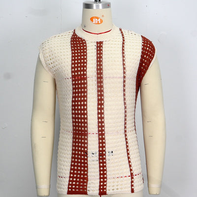 Playera Hueca Tejida a Rayas para Hombre - Image 12