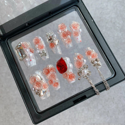 Pegatinas de Uñas con Cristales Brillantes Hechas a Mano - Image 14