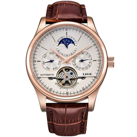 Reloj Automático de Hombre con Correa de Cuero Resistente al Agua - Image 9