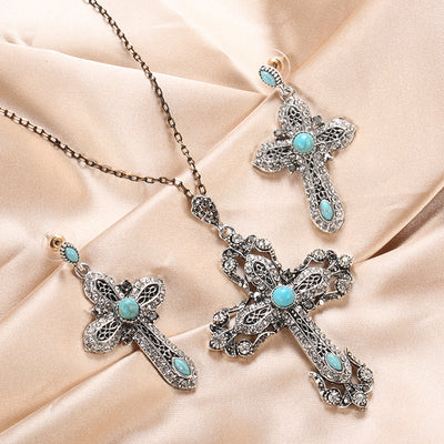 Conjunto de Joyería Retro Turquesa - Collar y Aretes - Image 13